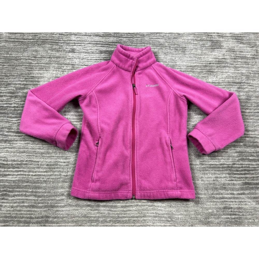Columbia Jacket Girls Medium 10/12 Pink Fleece Full Zip Hiking‎ Outdoor Gorpcore